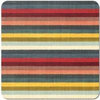 Warren Reed - Designer Multicolour Striped Brish Pattern Coasters - Set of 4 in Green