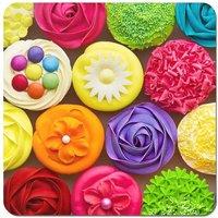 Warren Reed - Designer Bright Colourful Cupcakes Coasters - Set of 4 in Yellow