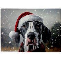 Warren Reed - Designer Snowy Christmas Great Dane Glass Chopping Board