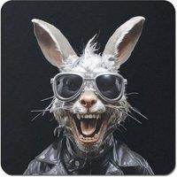 Warren Reed - Designer Funky Rabbit Face With Glasses Coasters - Set of 4 in Grey