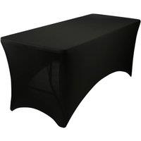 Harbour Housewares Rectangular Spandex Fitted Tablecloth - 180cm - Elasticated Cover in Black