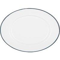 Argon Tableware White Enamel Serving Platter - 30.5cm x 22.5cm in Blue | Size: 30.5 cm x 22.5 cm