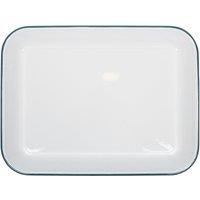 Argon Tableware White Enamel Baking Tray - 34 x 26cm - Rectangular Oven Roasting Tray in Blue | Size: 34 x 26 cm