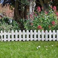 Marco Paul 4pc White Picket Fence Panels Decorative Plastic Garden Edging Flower Border 40x60cm | Size: 40x60 cm
