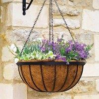 Marco Paul Garden Hanging Flower Basket 16" Metal Plant Holder with Coco Liner in Brown