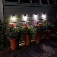 Marco Paul 8 Pack of White LED Solar Garden Lights Wall Mounted 7cm in Black