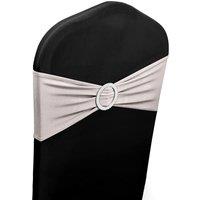 Neel Blue Spandex Chair Band with Slider Buckle, Stretchy Chair Cover Band Sash in Silver