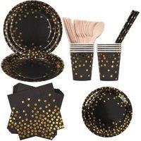 Neel Blue 80PCS Dinnerware Set - Party Supplies Paper Tableware in Black