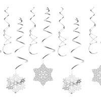 Neel Blue Christmas Snowflake Swirl Hanging Cutout Decoration - 30pcs in Silver