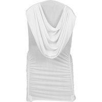 Neel Blue Spandex Dining Chair Slipcover with Swag Back, Ruffled Chair Cover in White