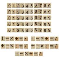 Neel Blue Wooden Numbers & Symbol Printed Letter Tiles - Pack of 100 in Beige