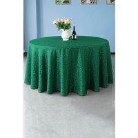 Neel Blue 90" Round Damask Tablecloth, Swirl Pattern Table Cover in White