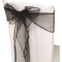 Neel Blue Organza Chair Sashes Wider Fuller Bow for Party Decoration, 17cm x 280cm in Black | Size: 17 cm x 280 cm