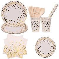 Neel Blue 80PCS Dinnerware Set - Party Supplies Paper Tableware in White