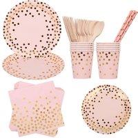 Neel Blue 80PCS Dinnerware Set - Party Supplies Paper Tableware in Pink