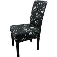 Neel Blue Short Spandex Dining Chair Cover, Slipcover, Paisley Pattern in Black