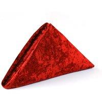 Neel Blue Diamond Velvet Napkin with Hemmed Edges, 20x20 Inch in Red