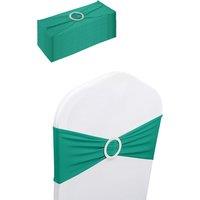 Neel Blue 13x5 Spandex Chair Bands with Slider Buckle, Stretchy Elastic Chair Sash - 10pcs in Turquoise