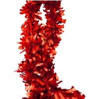 Neel Blue Christmas Shiny Metallic Chunky Tinsel Garland, 6.5ft in Red