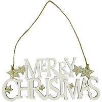 Neel Blue Wooden Christmas Table Sign - Merry Christmas Sign & Xmas Tabletop Centrepiece in Natural