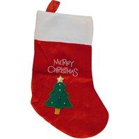 Neel Blue Red Velvet Christmas Stocking with Embroidered Xmas Tree & Merry Christmas Design