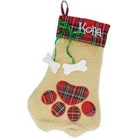 Neel Blue Christmas Stocking Pet Paw Design Velvet Hanging Santa Sack for Xmas Gifts Decorations in Beige
