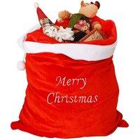 Neel Blue Red Christmas Sack with ' Merry Christmas' Embroidery - 50cm x 70cm | Size: 50 cm x 70 cm