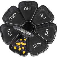 Neel Blue 7 Days Storage Pill Box & Weekly Medicine Organiser in Black