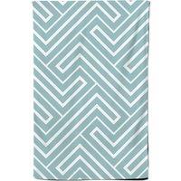 Warren Reed - Designer Blue & White Geometric Pattern Tea Towel in Green