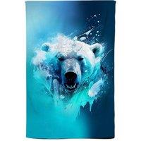 Warren Reed - Designer Polar Bear Face Splashart Tea Towel in Brown