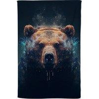 Warren Reed - Designer Brown Bear Face Splashart Tea Towel