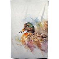 Warren Reed - Designer Mallard Watercolour Tea Towel in Brown