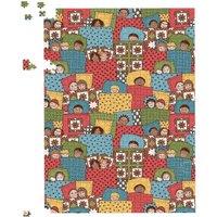 Warren Reed - Designer Hand Drawn Sleeping Doodle Faces Jigsaw Puzzle in Red | Size: 500 Piece
