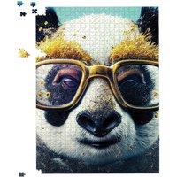 Warren Reed - Designer Panda With Golden Glasses Splashart Jigsaw Puzzle in Yellow | Size: 1000 Pieces