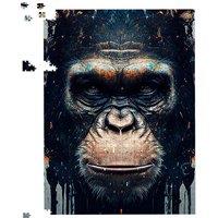 Warren Reed - Designer Gorilla Face Splashart Jigsaw Puzzle in Brown | Size: 500 Piece