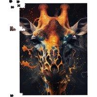 Warren Reed - Designer Golden Giraffe Face Splashart Jigsaw Puzzle in Yellow | Size: 500 Piece