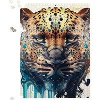 Warren Reed - Designer Leapoard Face Splashart, Light Background Jigsaw Puzzle in Yellow | Size: 500 Piece