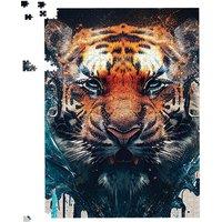 Warren Reed - Designer Tiger Face Splashart Jigsaw Puzzle in Brown | Size: 1000 Pieces