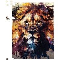 Warren Reed - Designer Majestic Lion Face Splashart Jigsaw Puzzle in Brown | Size: 1000 Pieces