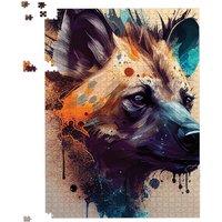 Warren Reed - Designer Hyena Face Splashart Light Background Jigsaw Puzzle in Brown | Size: 1000 Pieces