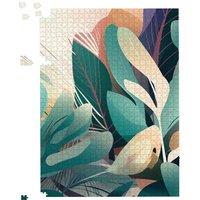 Warren Reed - Designer Abstract Tropical Leaves Jigsaw Puzzle in Green | Size: 1000 Pieces