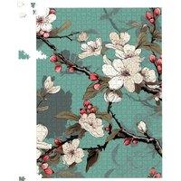Warren Reed - Designer Pink Blossom Asian Design Jigsaw Puzzle in Green | Size: 500 Piece