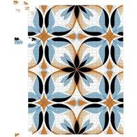 Warren Reed - Designer White Brown & Blue Geometric Pattern Jigsaw Puzzle | Size: 500 Piece