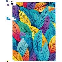 Warren Reed - Designer Bright Colourful Leaves Jigsaw Puzzle in Blue | Size: 1000 Pieces