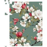 Warren Reed - Designer Pink & White Blossom Jigsaw Puzzle in Green | Size: 1000 Pieces