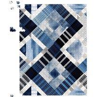 Warren Reed - Designer Checkered Square Black & Blue Jigsaw Puzzle | Size: 500 Piece