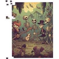 Warren Reed - Designer Cartoonish Skeletons Having A Party Jigsaw Puzzle in Blue | Size: 1000 Pieces