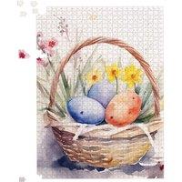 Warren Reed - Designer Watercolour Easter Basket Jigsaw Puzzle | Size: 500 Piece