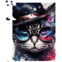 Warren Reed - Designer American Shorthair Cat Face Splashart Jigsaw Puzzle | Size: 1000 Pieces