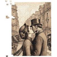 Warren Reed - Designer Sharing A Kiss Jigsaw Puzzle in Black | Size: 1000 Pieces